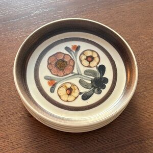 VINTAGE LANGLEY/DENBY - Mayflower Pattern Stoneware Side Plates - Set of 4